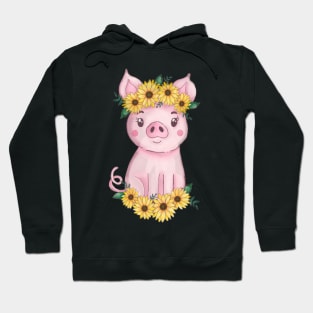 Cute Sunflower Pig Hoodie